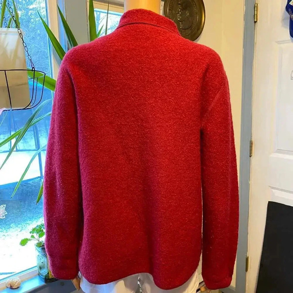 Appleseed’s Grannycore Wool Full Zip Red Cardigan Jacket Women's PM Pockets - Picture 2 of 6